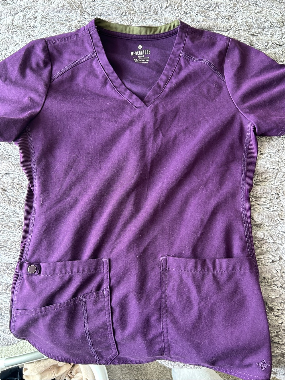 Med Couture Purple V-Neck Short Sleeve Scrub Top